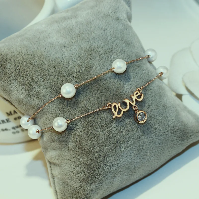 2018 Новое поступление любителей моды pearl браслет-цепочка двухслойные хрустальное