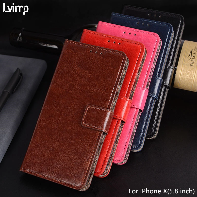 Для iPhone X чехол Fundas Coque Вертикальный флип из искусственной кожи для телефона сумка
