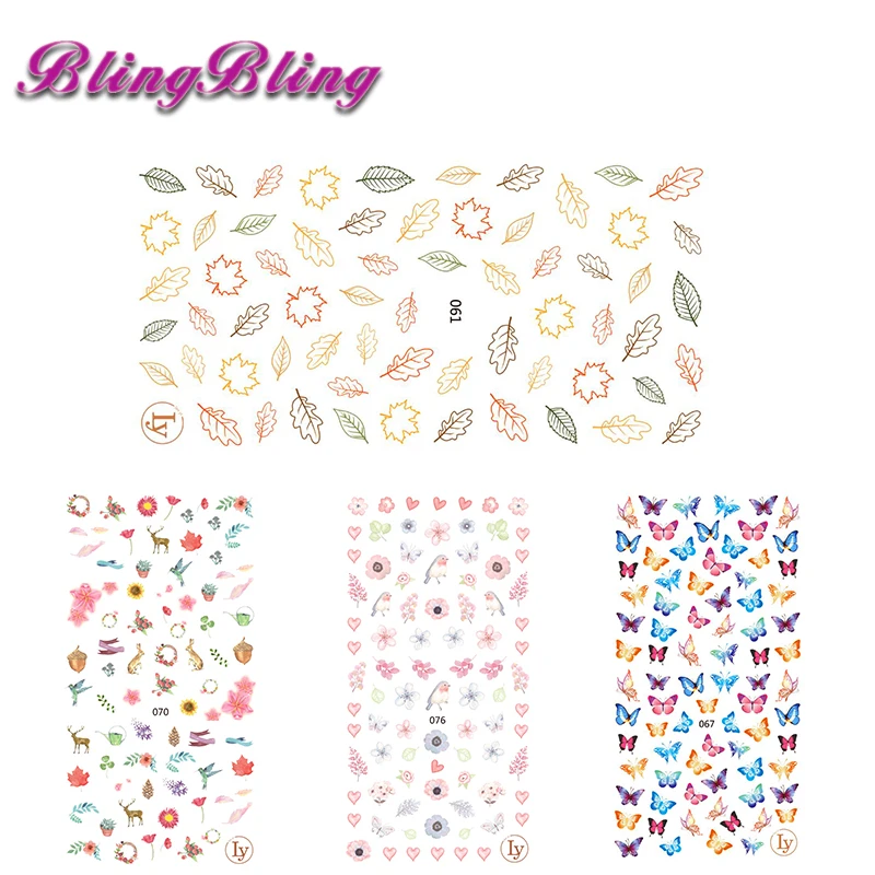 Ультратонкая клеющаяся новый дизайн ногтей 2018 наклейки 3D красочный цветок DIY