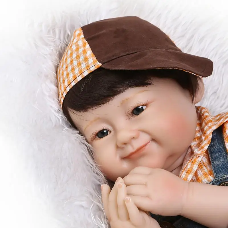 55 см мягкая Настоящее сенсорный силиконовые boneca bebes возрождается мальчик малышей