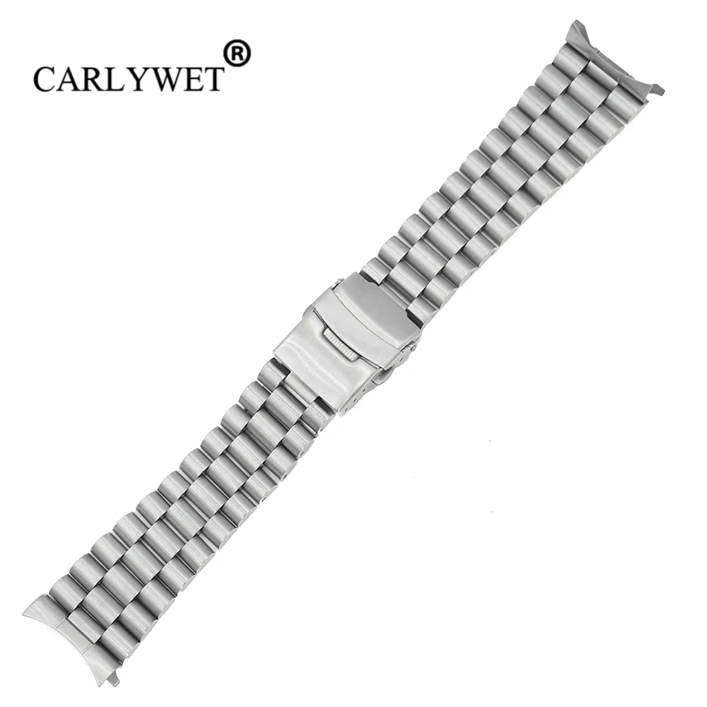 CARLYWET 20 22 мм Серебристый полый изогнутый твердый ремешок для часов браслет с
