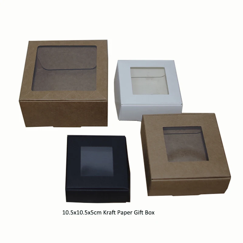 

50pcs/lot Kraft Paper Window Gift Box Transparent Window Box, Various Sizes Of Candy Bags, Toy Packaging 3.3inch 2.6inch