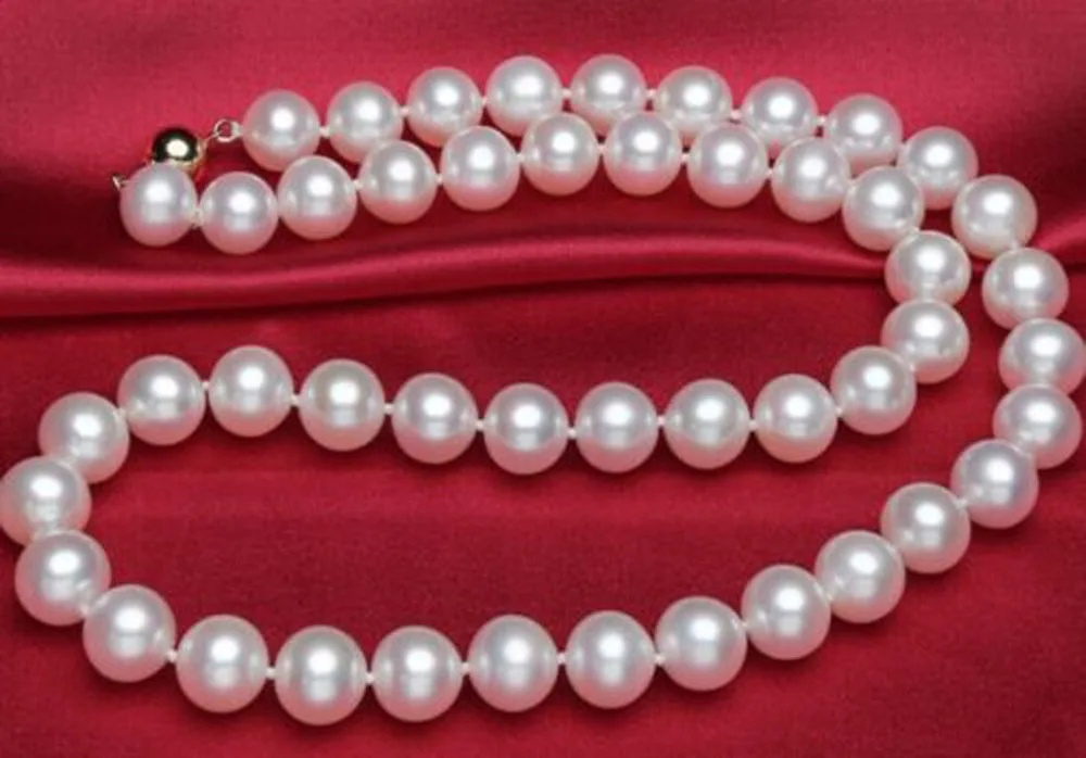 beautiful 9-10mm White Sea Pearl Necklace 18&quot AAA | Украшения и аксессуары