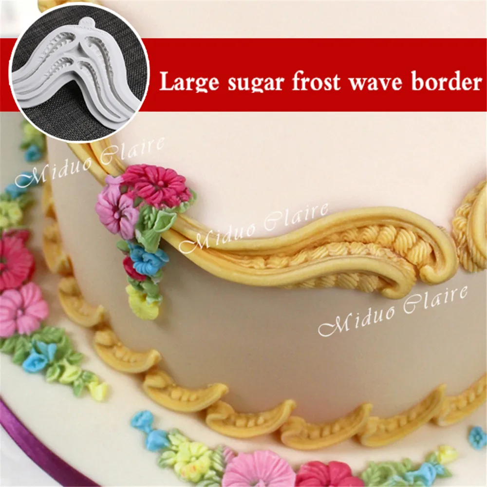 

large Sugar Frost Wave Border Mold Fondant Cake Decorating Tools Gumpaste Chocolate Molds SM-041
