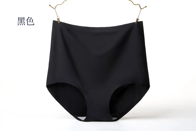 Женские Бесшовные трусы с высокой талией больших размеров, L, XXL, 3XL, 4XL, нижнее белье, женские трусики из шелка со льдом, дамское нижнее белье, трусики - Цвет: Черный