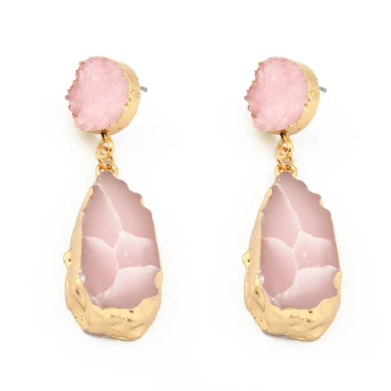 Bijoux, розовые шикарные серьги из смолы с друзами, длинные висячие серьги для женщин, ювелирное изделие, массивные Подарки для женщин, аксессуары Brinco - Окраска металла: Pink