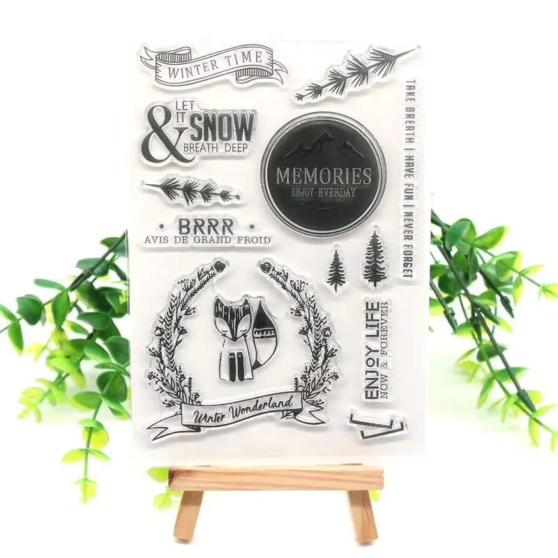 Зимний прозрачный силиконовый штамп/печать для сделай сам