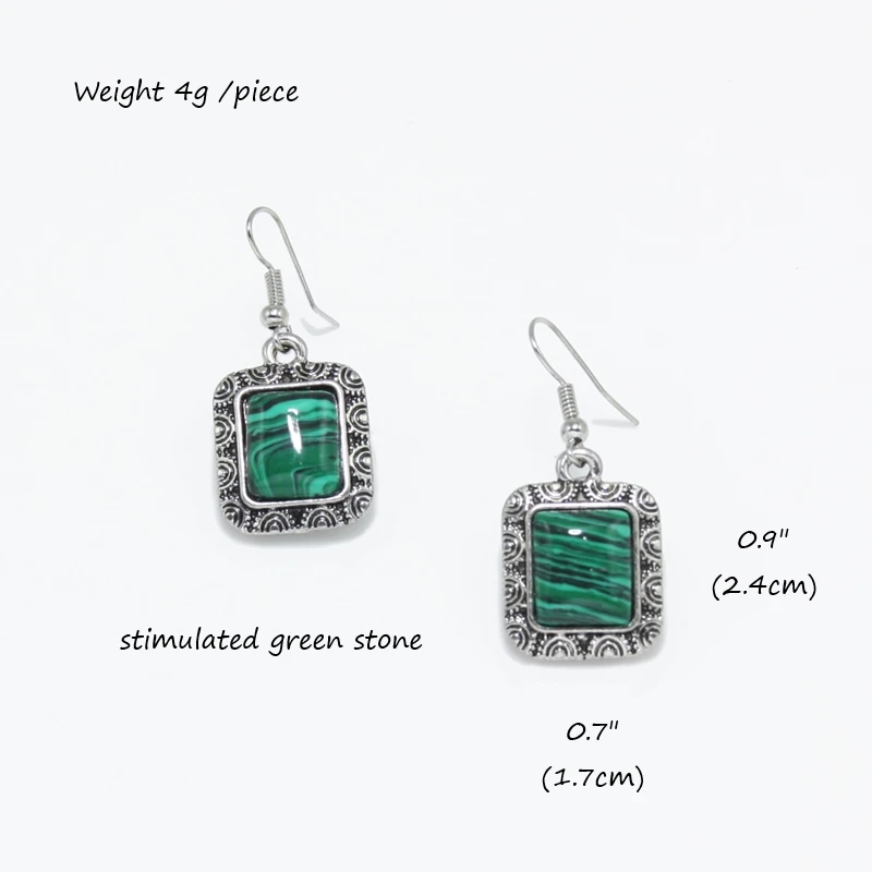 Винтажные висячие серьги FLOLA с камнями Зеленый Малахит бохо для женщин богемные