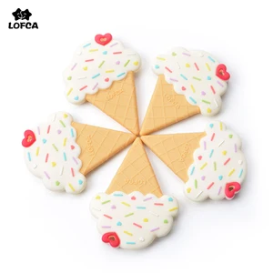 LOFCA 1 шт. ожерелье для прорезывания зубов из мороженого, оптовая продажа, красочные игрушки для жевания младенцев, Детские Силиконовые Бусины пищевого класса