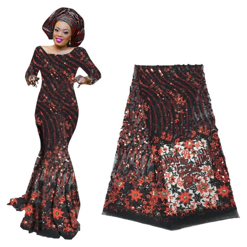 Высококачественная нигерийская кружевная ткань с блестками 2019 французская