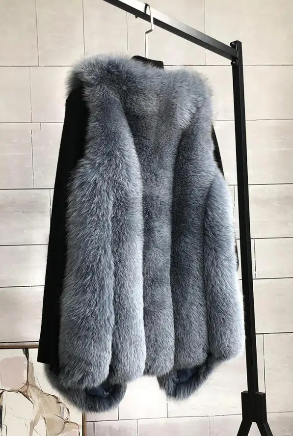 light grey S-3XL размера плюс, теплая шуба из искусственного лисьего меха, женская зимняя Модная брендовая шовная шуба без рукавов, Толстая Шуба, меховой жилет, верхняя одежда wq683 - Цвет: light grey