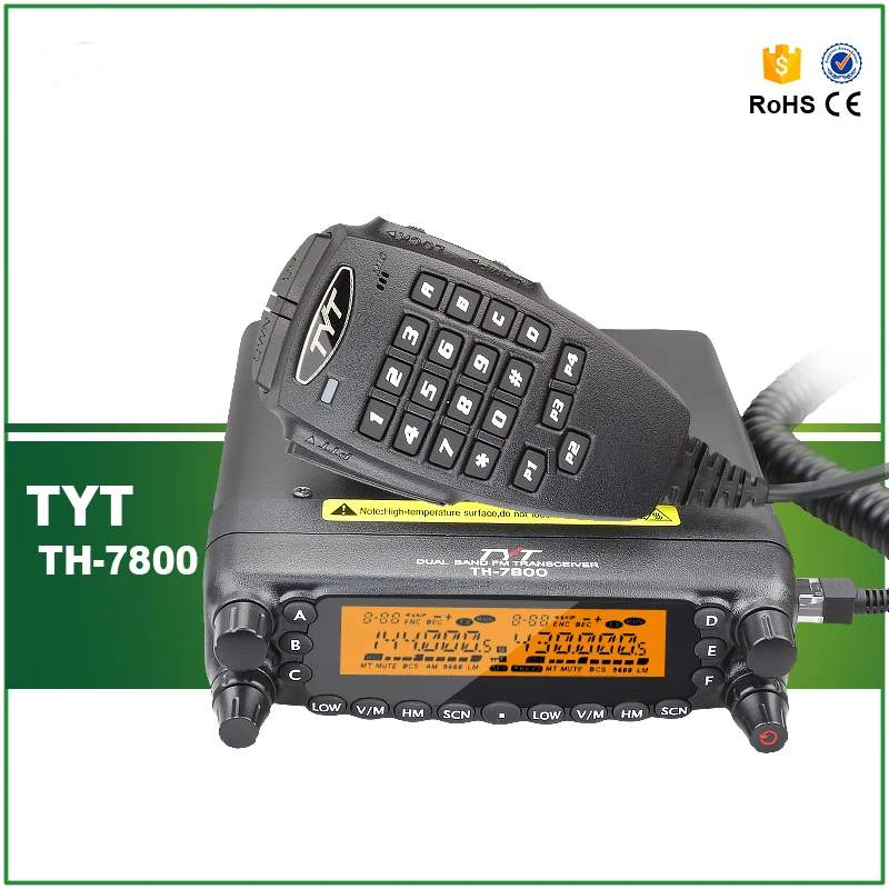 

TYT TH7800 Dual Band LCD Car Truck Ham Radio VHF+UHF 134-174MHz 400-480MHz+ Mic+Programming Cable