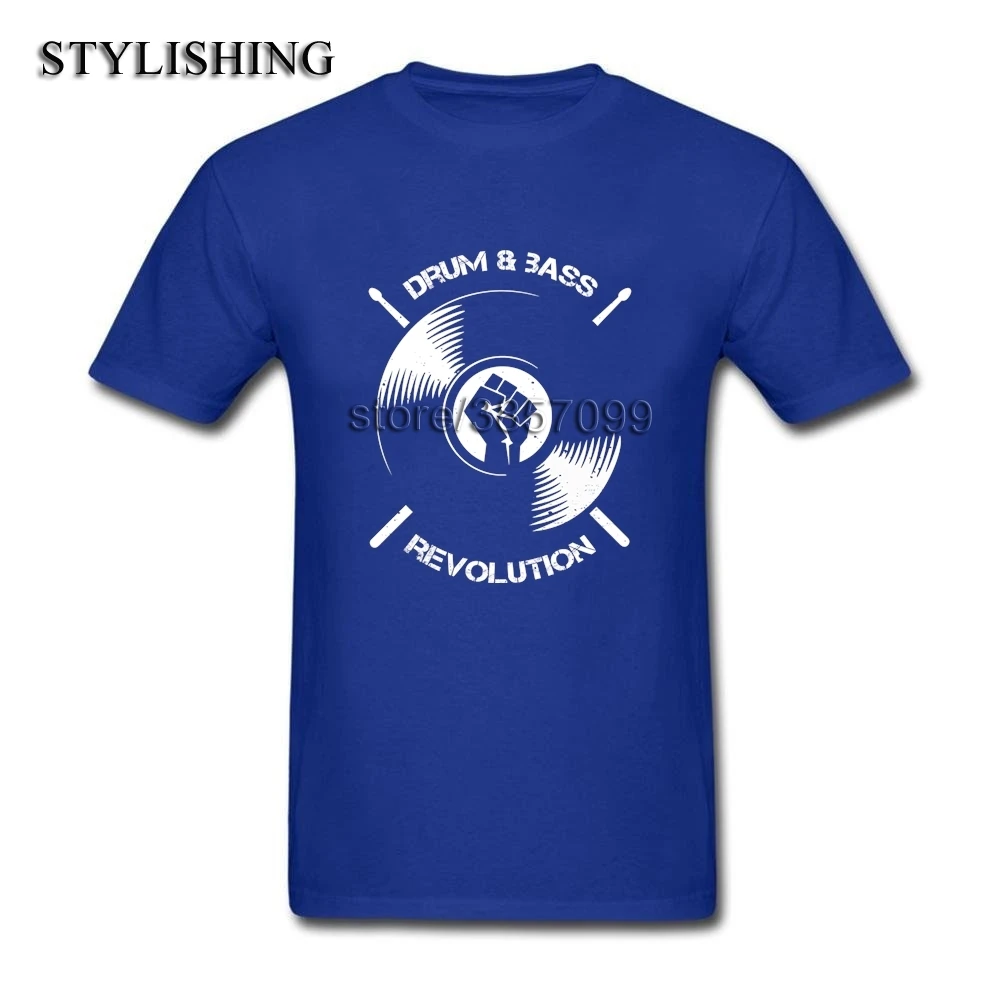 Винтаж Teeshirts для Для мужчин натуральный хлопок короткий рукав Барабаны и бас
