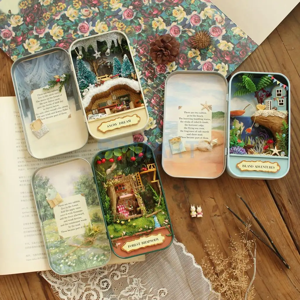 3 комплекта миниатюрный кукольный домик сделай сам со светодиодсветильник кой|box