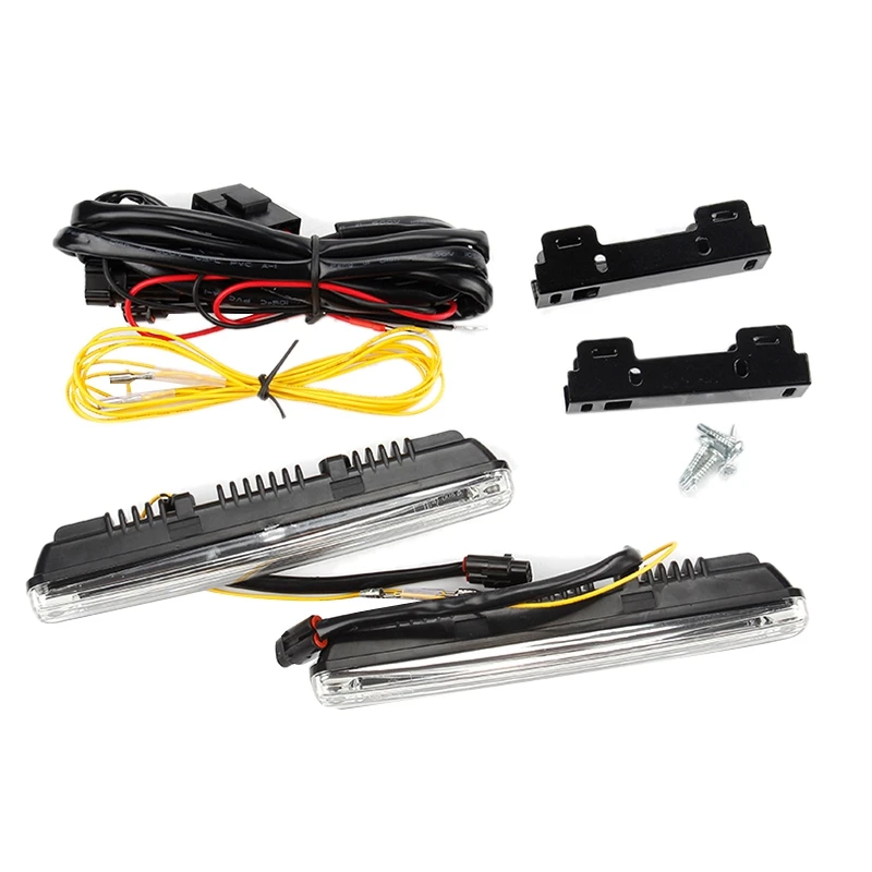 2Pcs 12V Sequential Flowing Car Led Daytime Running Light Drl + Yellow Turn Signal Super White Fog Lamp | Автомобили и мотоциклы