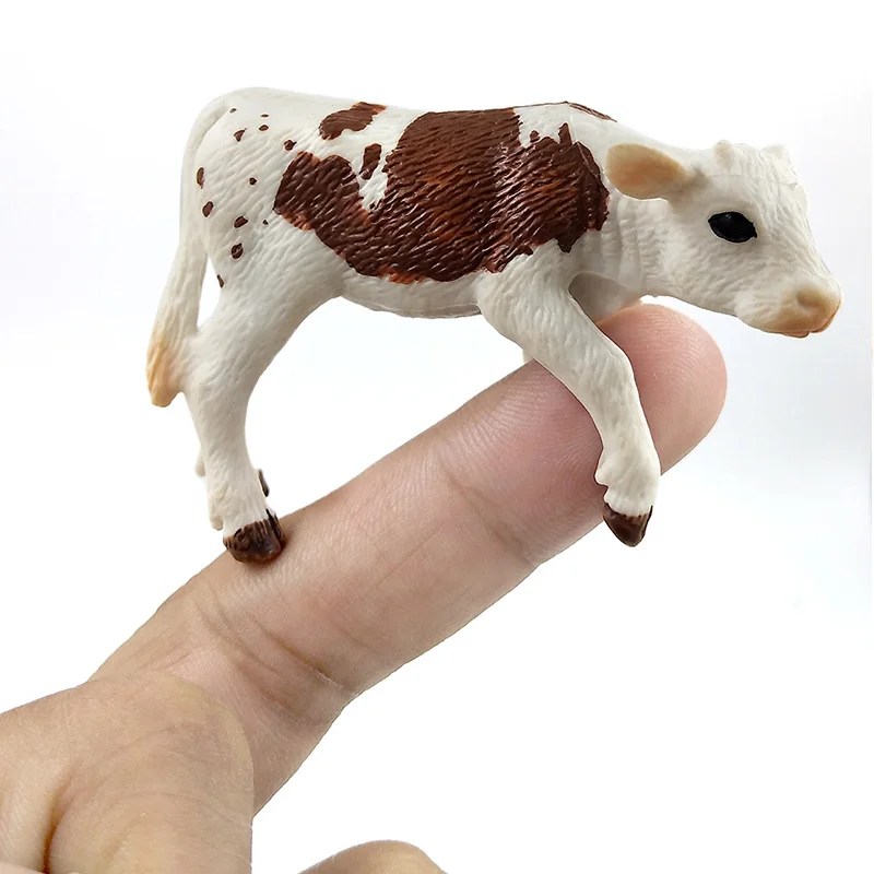 Farm poultry Kawaii Simulation mini milk Cow Cattle Bull Calf plastic animal model figurine toy figures home decor Gift For Kids images - 6