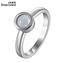dreamcarnival 1989 new solitaire wedding engagement ring women opal white color stone daily fashion anniversary jewelry wa11266a