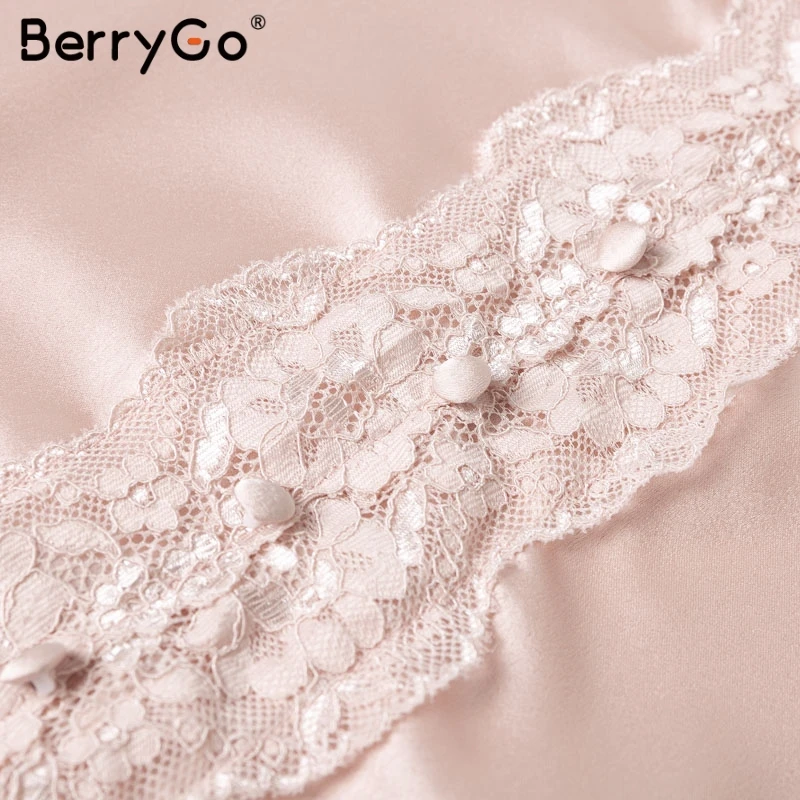BerryGo Сексуальная кружевная майка с v образным вырезом летние топы для женщин на
