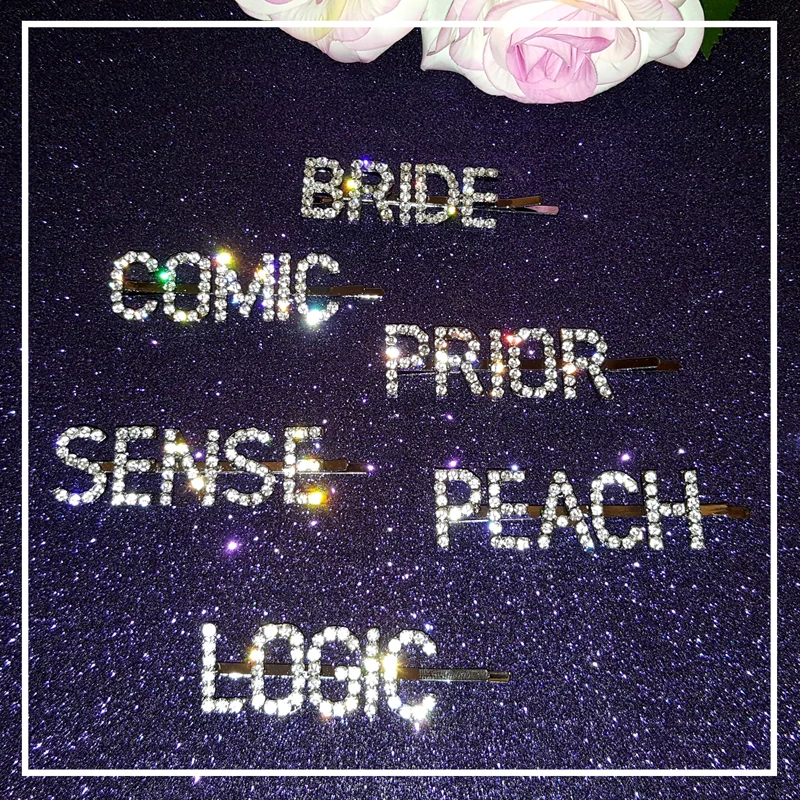 

Bride Jewelry Crystal Letters Word Rhinestone Hairpin Hairgrip Hairclips Hair Clip Grip Pin Barrette Ornament Hair Accessories
