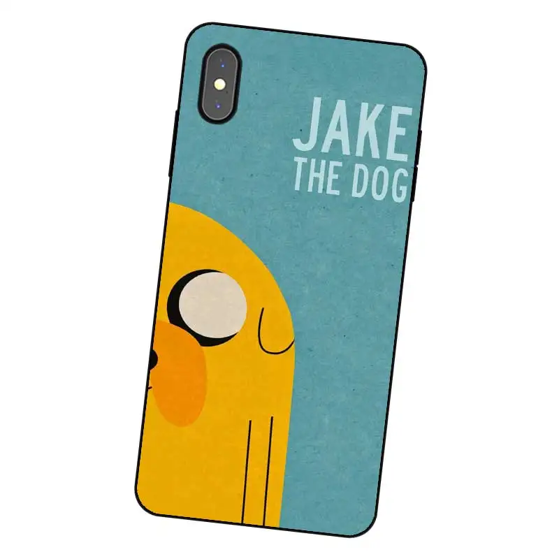 P002 Adventure Time Cute Black Silicone Case Cover For Apple iPhone 11 Pro XR XS Max X 8 7 6 6S Plus 5 5S SE |