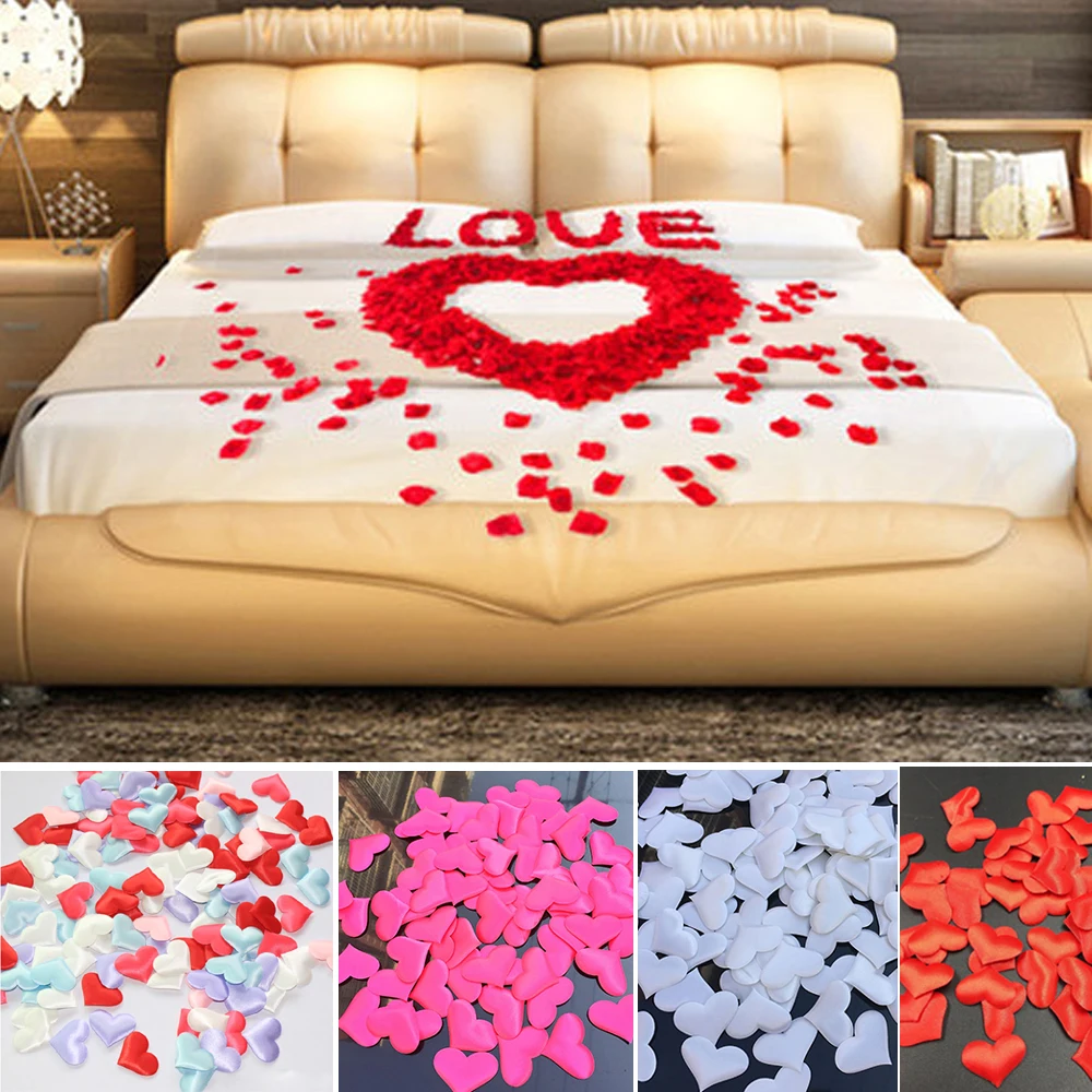 100 шт. мягкий Ткань Любовь Сердце бросали лепестки свадебный стол кровать