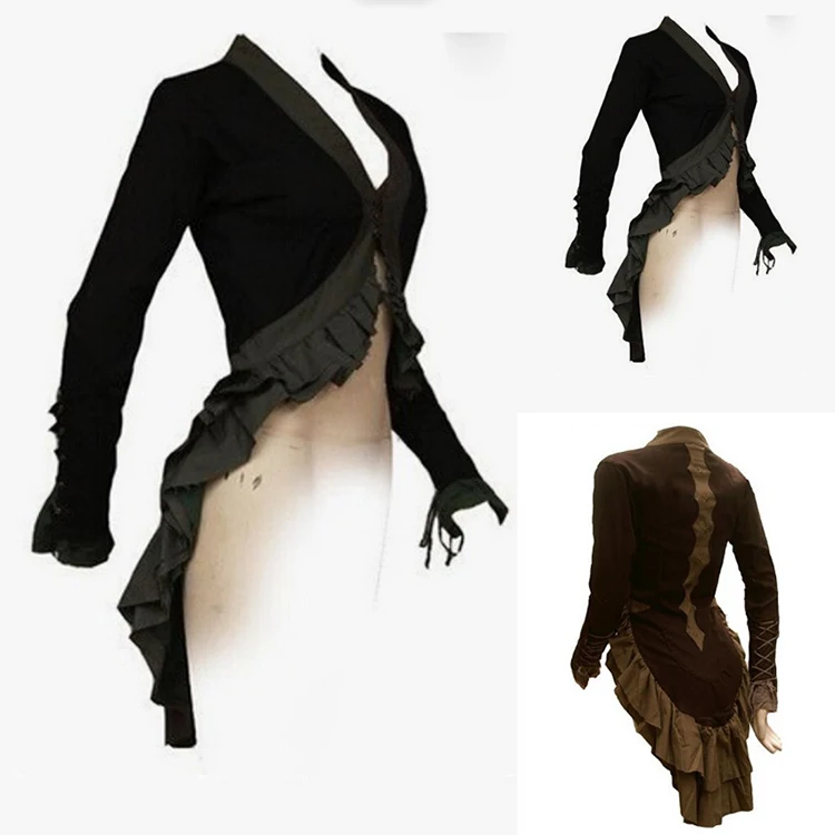 Викторианская модель Женская винтажная куртка средневековое длинное рукав