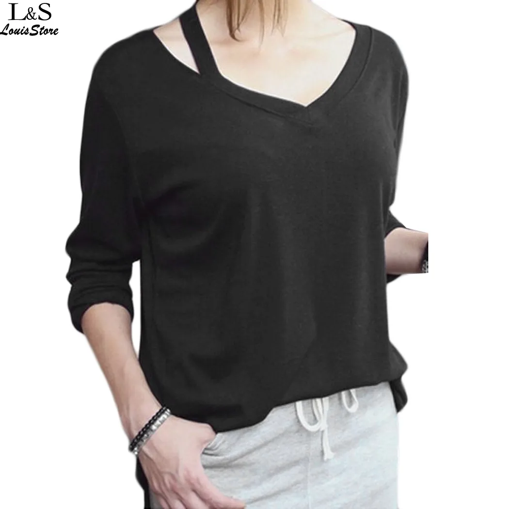 Новый 2015 Лето Женщины Топы Мода Леди Плюс Размер Асимметричный Воротник