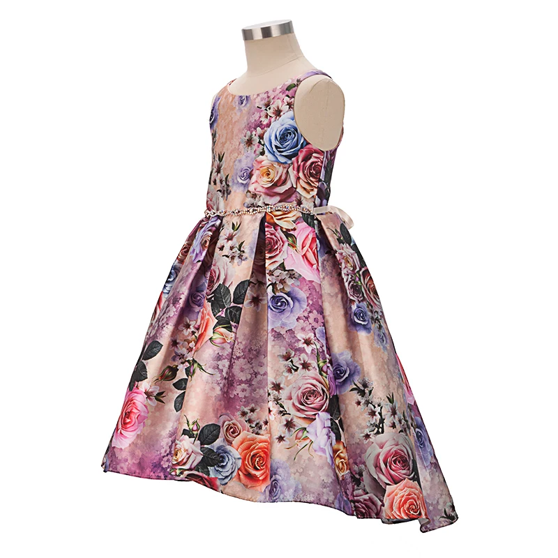 Yatheen Little Girls 2-6x Floral-Print Beading Hi-Low Dress Father Daughter Dancing Party Dresses | Детская одежда и обувь