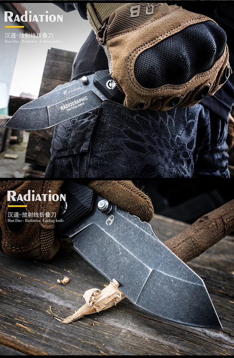 HX DOTDOORS Radiation tactical folding knife camping survival multi-function knife, outdoor survival high sharp EDC knife