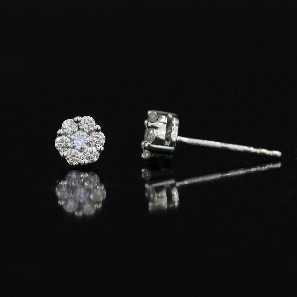 LASAMERO 0.078CT круглые ограненные серьги-гроздья с натуральным бриллиантом 18K золотые бриллианты Halo Серьги-гвоздики изысканные ювелирные изделия, серьги-гвоздики