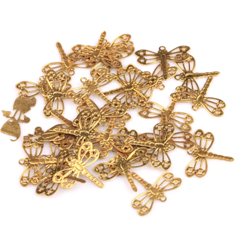 100 шт./лот подвески в виде стрекозы фурнитура для подвесок золотого цвета модные