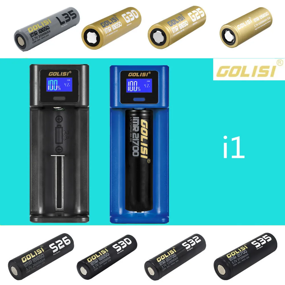 Golisi i1 i2 Смарт зарядное устройство ЖК дисплей 2A Быстрая зарядка для Li Ion 18650 21700 26650 Ni