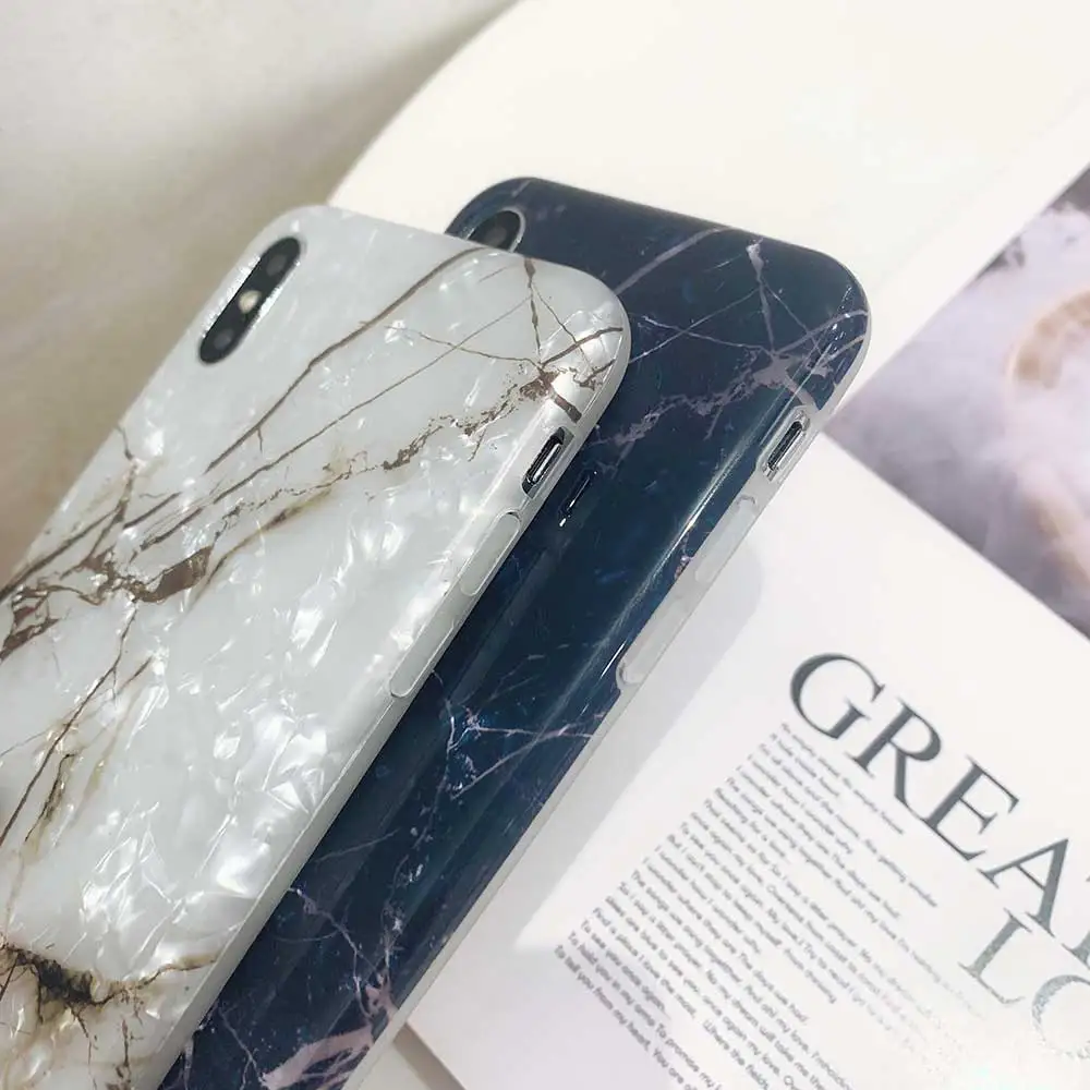 Boucho Phone Case For iphone XS MAX XR X Fashion Conch Shell Colorful Marble Cover 8 7 6 6S Plus 8plus Soft Cases |