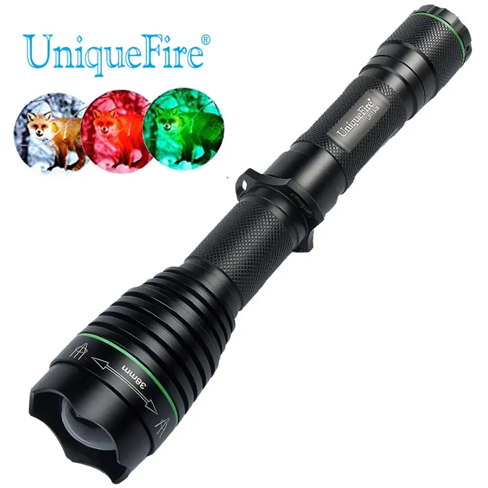 

UniqueFire 1508 XPE 38mm Lens Rechargeable Flashlight High Quality Portable LED Torch 250LM Lantern (G/W/R Light) For Camping