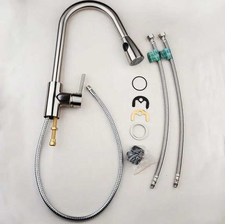 Матовый медный смеситель для раковины вращающийся кухонный вытяжной кухни