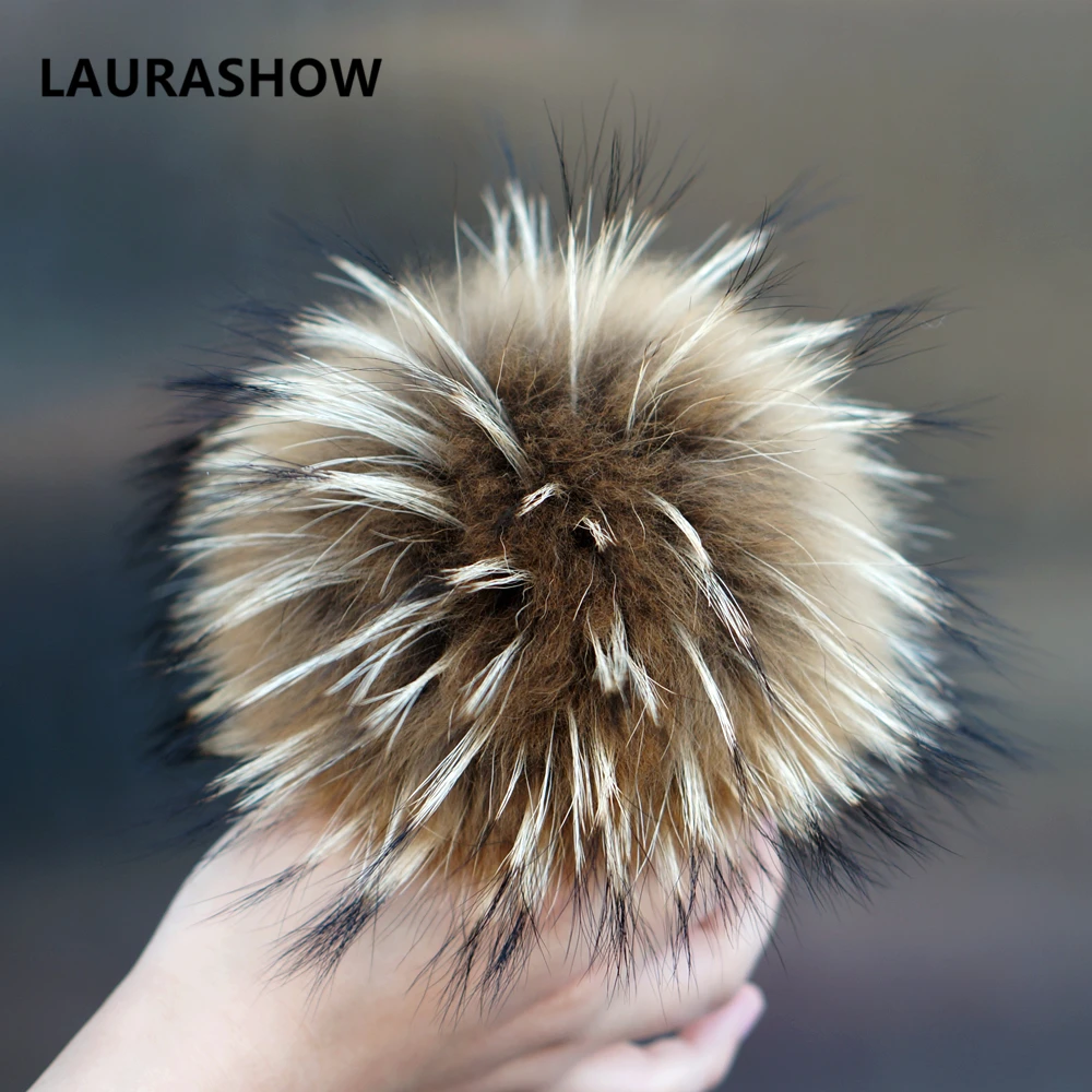 Laurashow 16-17 см многоцветный настоящие енот норка лиса Мех животных мяч 20 красочных Мех животных зимние Пипидастр для обуви сумка шляпа Мех животных Кепки Интимные аксессуары