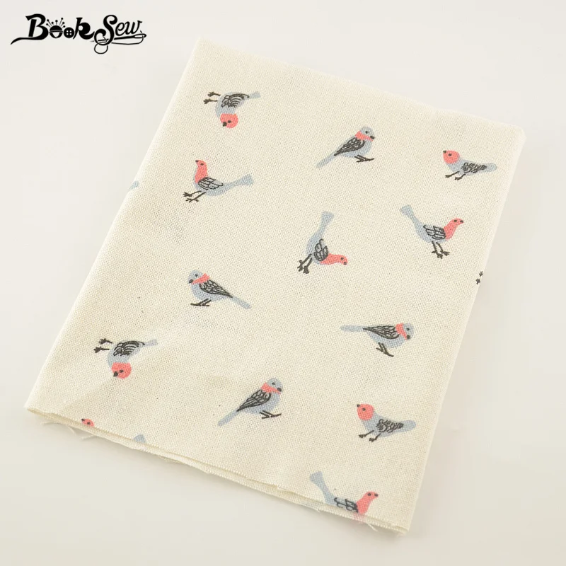 

Booksew Printed Bird Design Cotton Linen Fabric Home Sewing Material For Tablecloth Pillow Bag Curtain Cushion Zakka Tissu CM