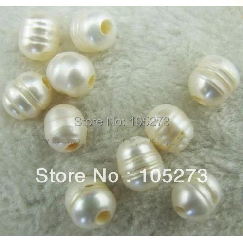 

Elegant Big Hole 2.2mm Pearl Size 9x11mm Oval White Color Natural Freshwater Pearls Loose Beads 20pcs/Lot New Free Shipping