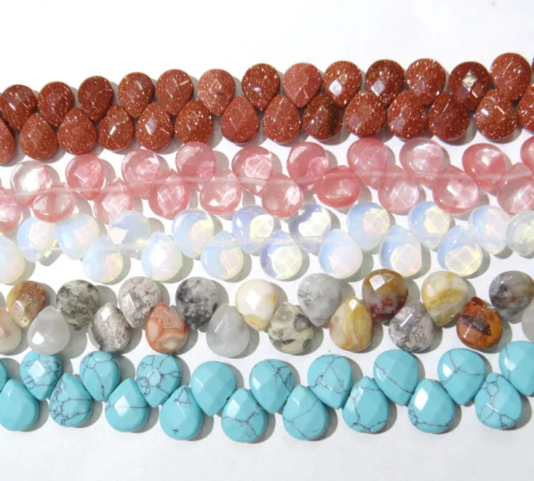natural tiger eye agates Opalite Quartz crystal stone faceted Water Drop shape beads 10*12mm for diy jewelry making 33pcs | Украшения и