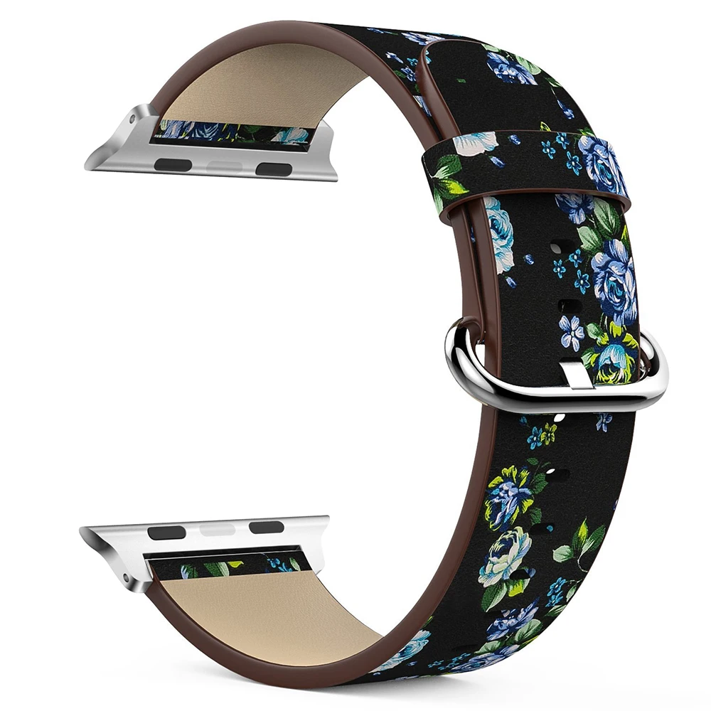 Кожаный ремешок для Apple Watch серии 4 40 мм/44 мм наручных часов с принтом замена
