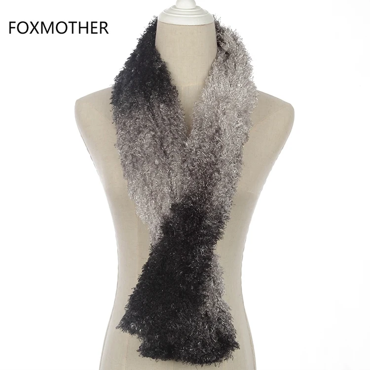 Black FOXMOTHER новая зимняя мода мягкий серый кофе красный искусственный флис шеи теплый воротник шарф для женщин - Цвет: Black