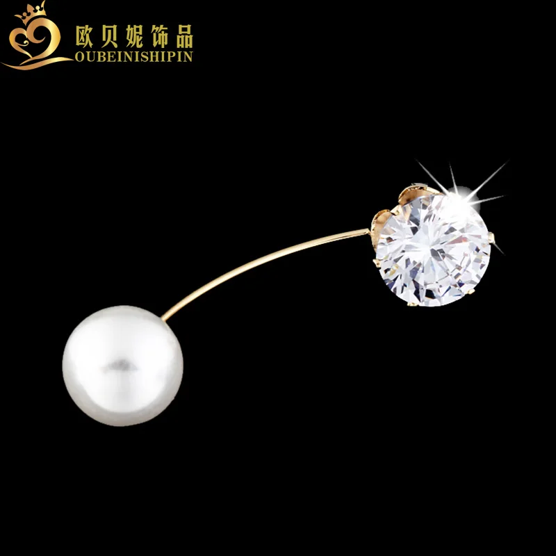 Модная белая жемчужная палочка OBN на свадьбу заколки брошка AAA фианит свитер с
