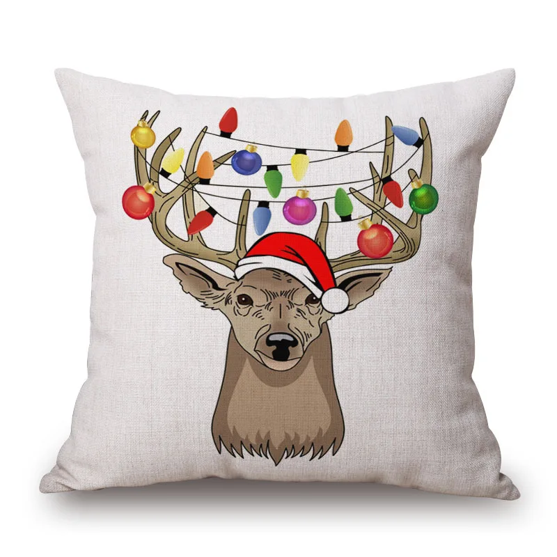 Чехол для подушки с рождественским оленем 45*45 см толстые фунты хлопка и льна