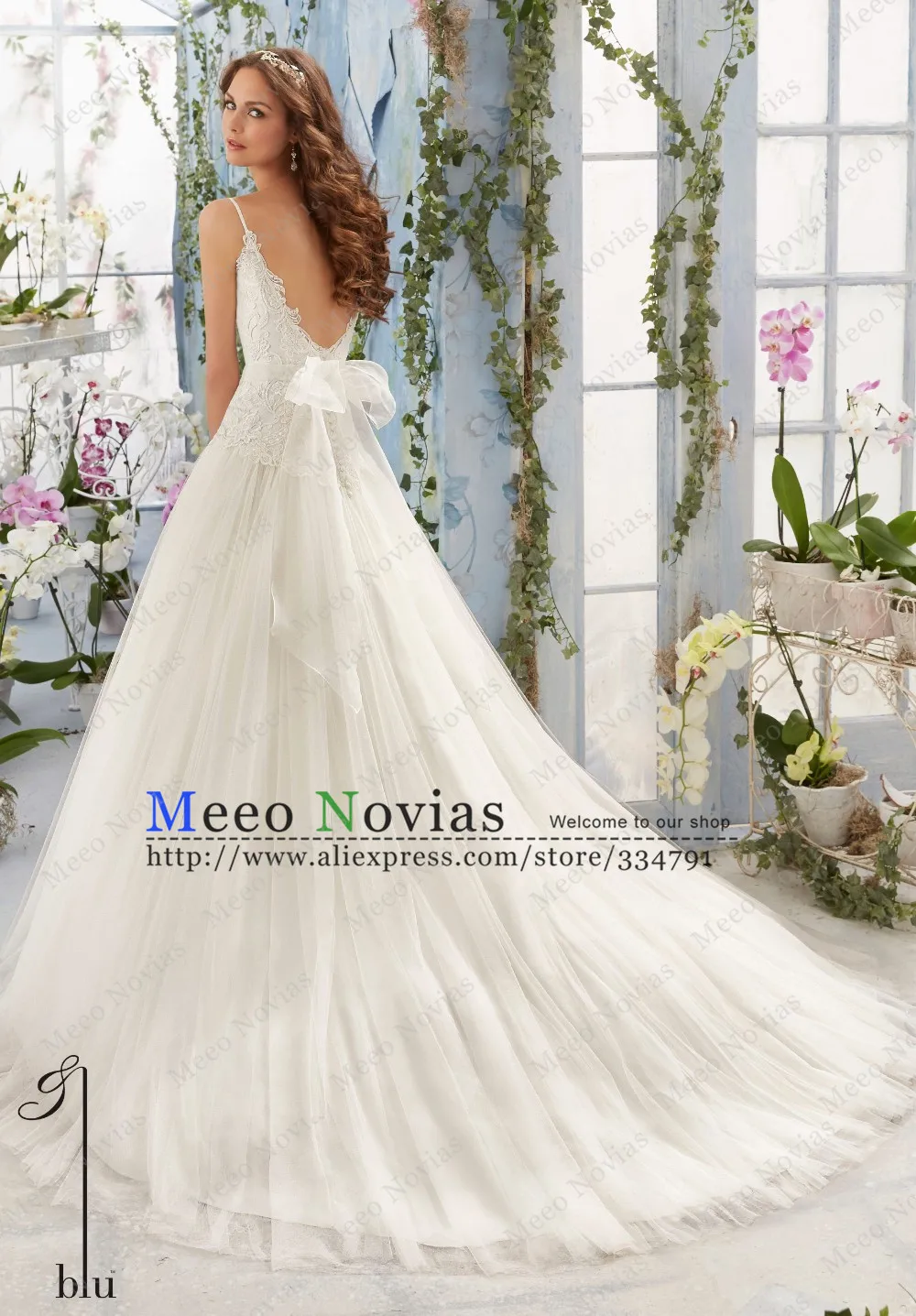 MH16787 Spaghetti Strap A Line Cheap Wedding Dresses Tulle Applique Bridal Gown White Robe De Mariage 2017 Trouwjurk | Свадьбы и