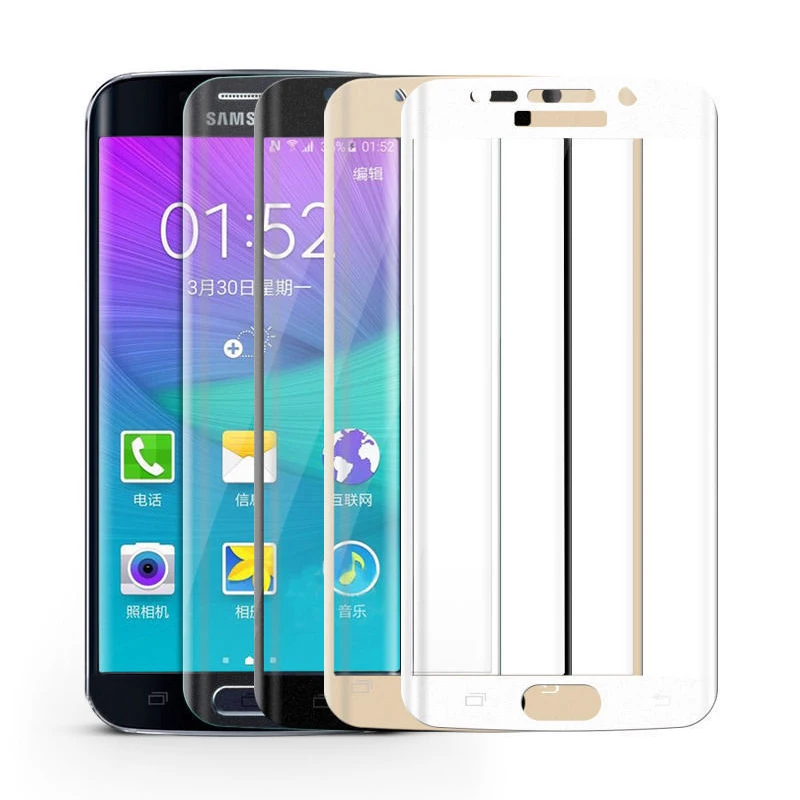 Screen Protector for Samsung Galaxy S6 Edge Curved Full Cover Protective Film Guard 9H Premium Tempered Glass | Мобильные телефоны