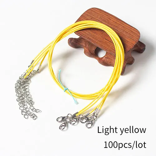 Light yellow 120pcs 120 шт./лот, 1,5 мм, кожаные цепочки, ожерелья, браслеты, подвески, фурнитура, застежка-карабин, шнур 18" - Цвет: Light yellow 120pcs