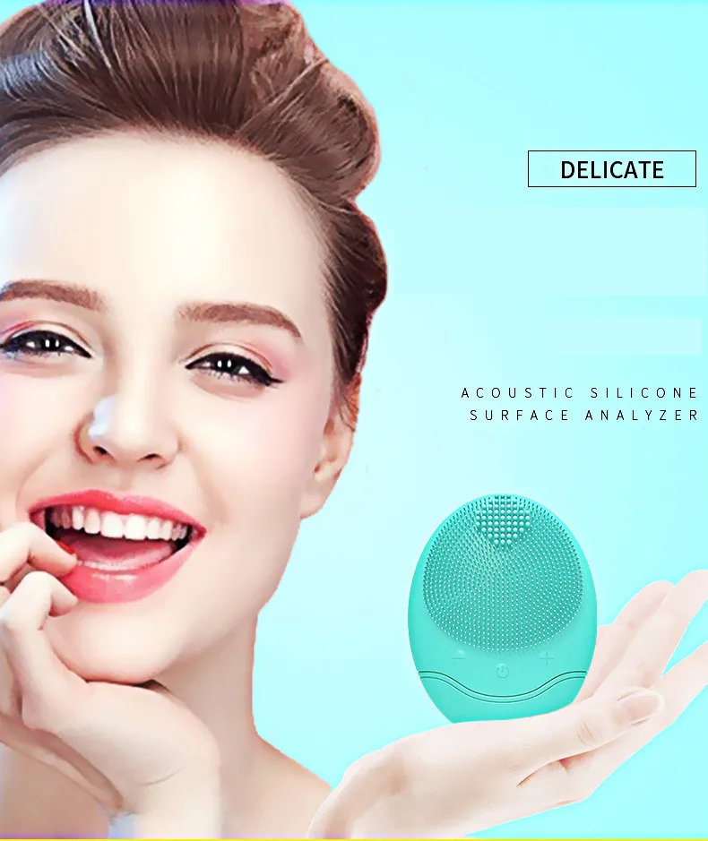 Очищающая щетка для лица силиконовая Кожа супер мягкий силикон зарядка через
