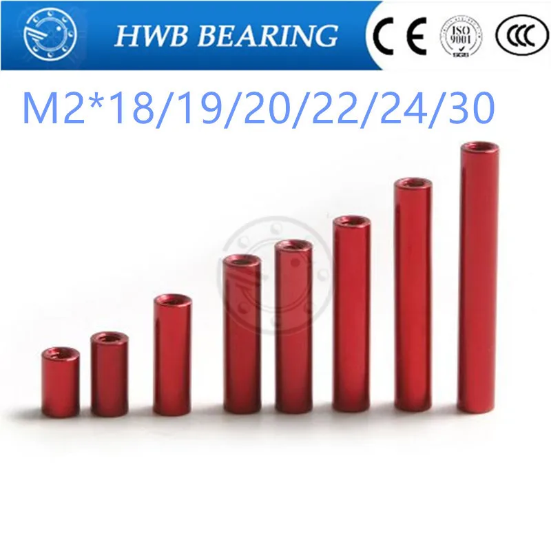 20 шт. M2 x 18 мм 19 мм 20 мм 22 мм 24 мм 30 мм D = 3,5 мм красный алюминиевый сплав Проставка/Крепление-шпилька алюминиевая Колонка m2
