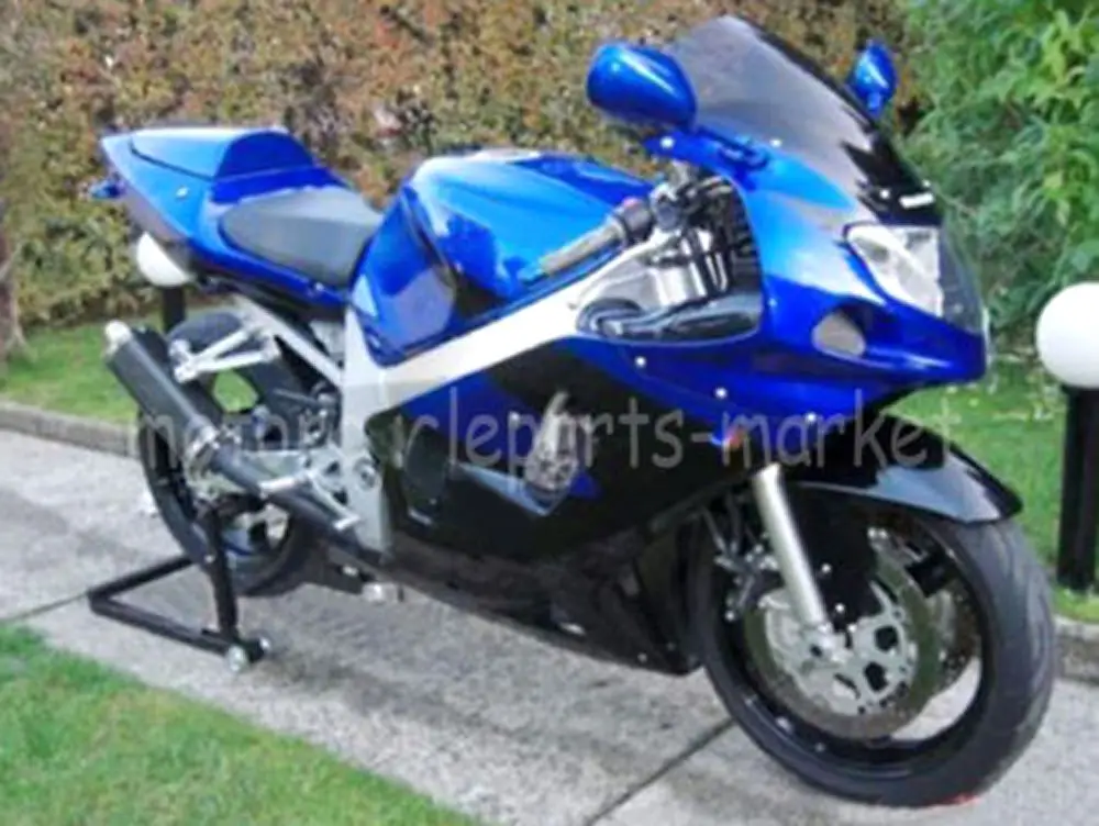 Черный/синий ABS пластик литья под давлением обтекатель для Suzuki GSXR 600 750 K1 K2 K3 2001 2003