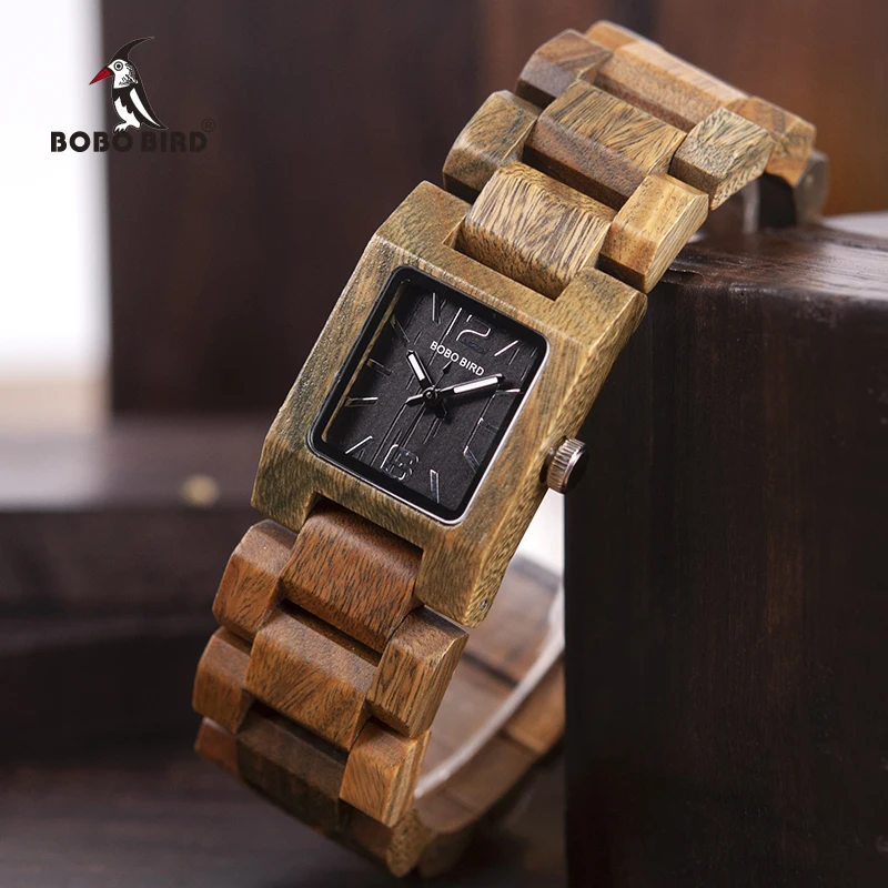 BOBO BIRD Casual Women Quartz Watches Ladies Wood Wristwatch Best Gift For Girlfriend Birthday Present relogio feminino L-S02